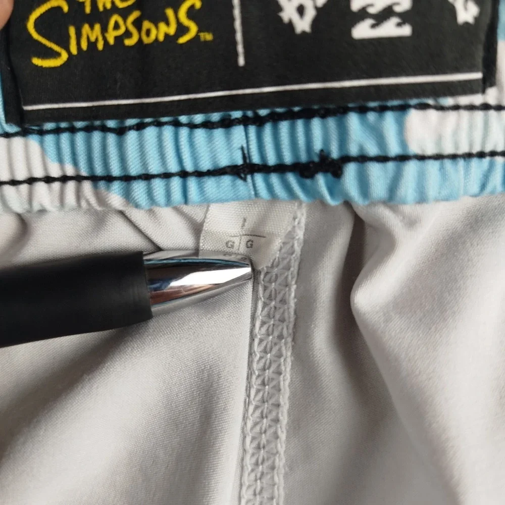 Billabong The‎ Simpsons Board Swim Shorts Men Large Blue Tie Waist Pocket Beach